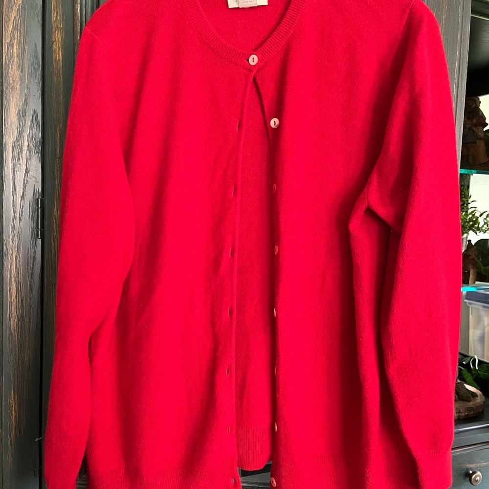 100% Cashmere Neiman Marcus Women’s Vibrant Red Twin Sweater Set